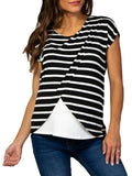 Chicnmom blusa de lactancia de verano con rayas y mangas cortas