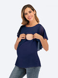 Chicnmom blusa de lactancia de verano con mangas onduladas de chiffon