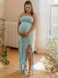 Chicnmom vestidos premamá azul claro vestido foto drapeado palabra de honor